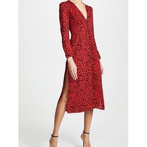 RED LEOPARD SCARLETT RAHI MIDI DRESS